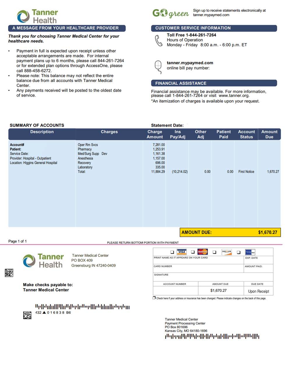 Tanner Health Example Bill